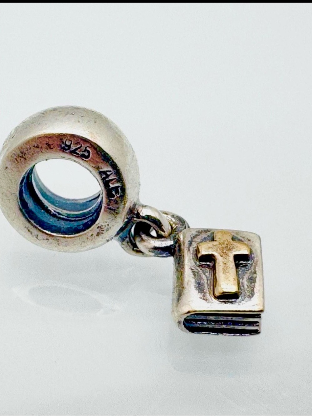 Pandora Two Tone Bible Dangle Vintage Retired 14kt 925 ale